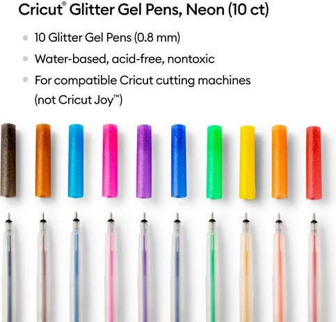 Productafbeelding Cricut Glitter Gelpennen 10-pak Regenboog + Roze Bruin Zwart (P)