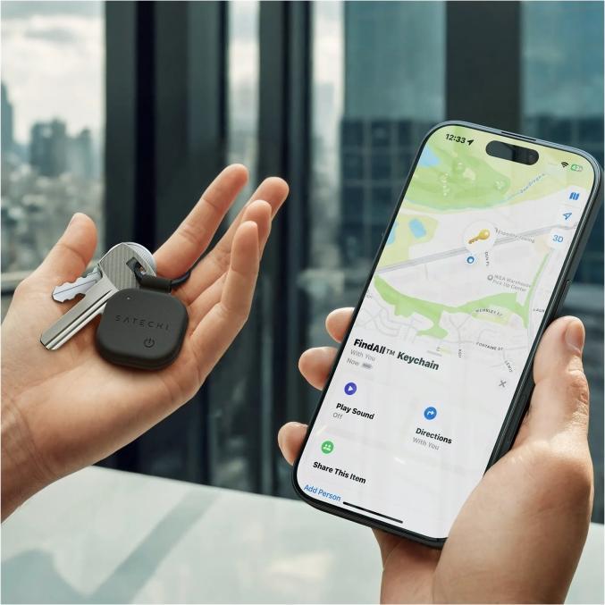 Immagine prodotto Satechi Portachiavi in pelle vegana con il simbolo di Find My