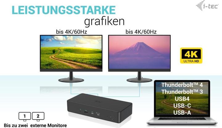 Produktbild i-tec Cadual4kdockpd2 (USB-C, Thunderbolt, 13 Ports)