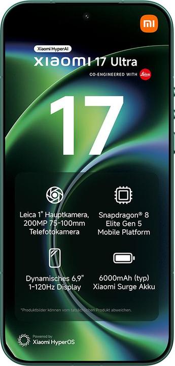 Productafbeelding Xiaomi 17 Ultra (1024 GB, Groen met ster, 6.90", 5G)