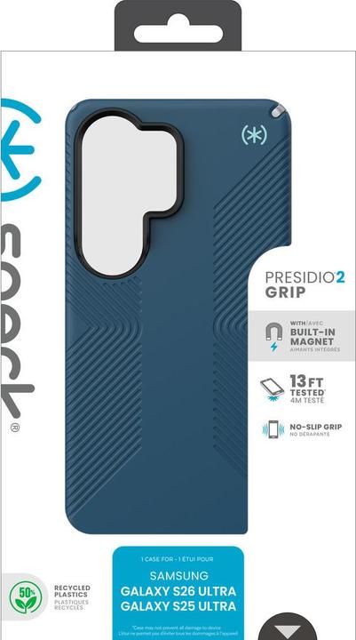 Actual product image speck Presidio2 Grip Magnet - Samsung Galaxy S26 Ultra MagSafe Case (Deep Sea/Silver Metallic/Spell (Samsung Galaxy S26 Ultra)