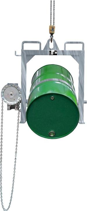 Immagine prodotto eurokraft pro Ribaltatore per fusti, con catena ad anello e sollevamento con gru, zincatura.