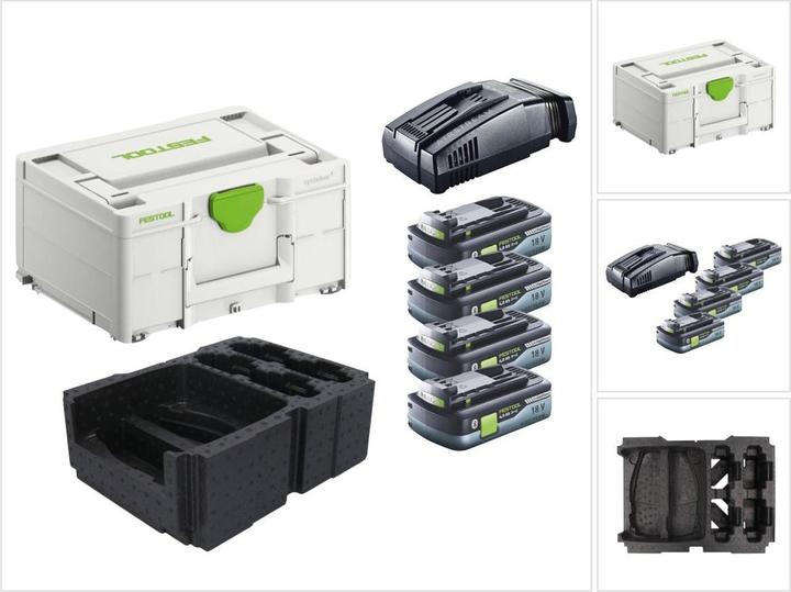 Festool Energie Set 4x BP 18 Li 4,0 Ah HPC-ASI Akkupack 18V 4,0 Ah HighPower ( 4x 205034 ) + SCA 16 (18 V)
