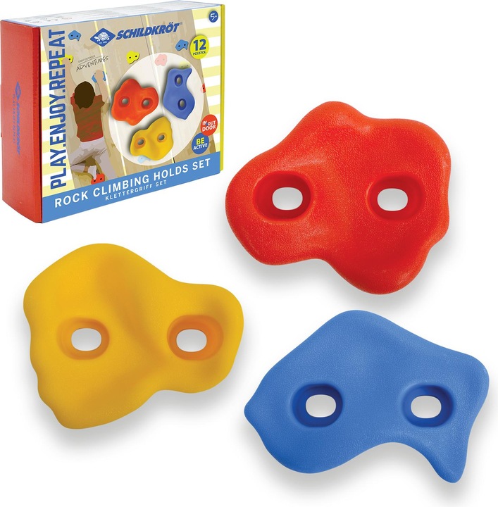 Immagine prodotto MTS Sacche per arrampicata per bambini Schildkröt®, 12 prese per il bouldering in 3 forme diverse. (Multicolore)