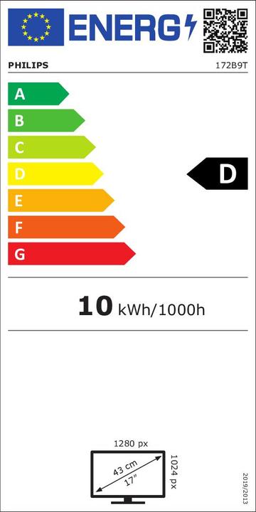 Energy Label Philips 172B9T/00 (1280 x 1024 pixels, 17")