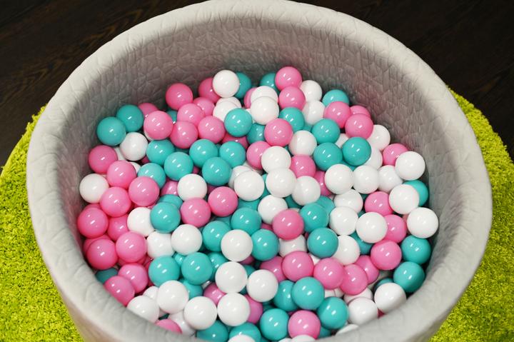 Image du produit Knorrtoys Bällebad soft - "Cosy geo grey" - 300 balls rose/creme/lightblue (ca. 6cm Durchmesser)