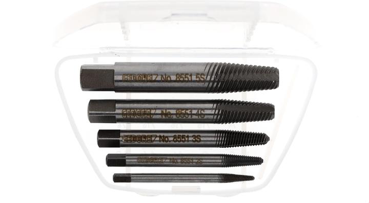 Gedore Schraubenausdreher-Satz, Chrom-Vanadium-Stahl, 54-56 HRC, In Kunststoffbox, 5-teilig, M3-M18