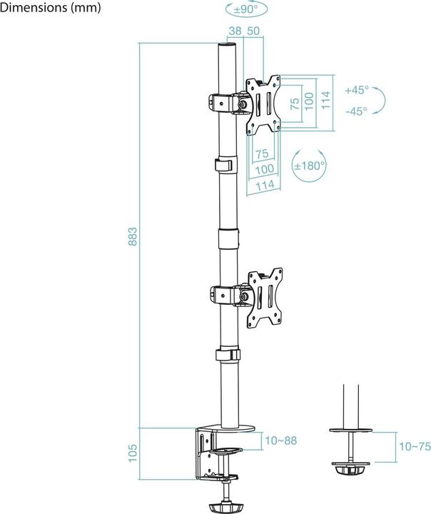 Produktbild Tooq Technology DB1233TNV-B (Tisch, 32", 16 kg)
