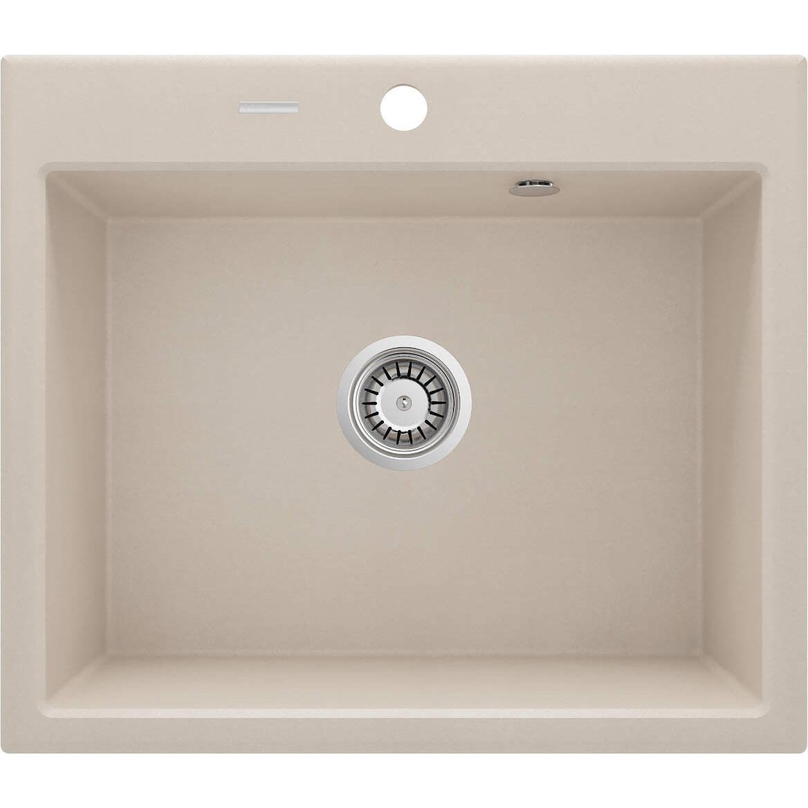 Deante Grigio Lavello, Zlewozmywak Andante Granitowy 1-Komorowy - Beż (Lavello Montato, 43 Cm, 43 Cm)