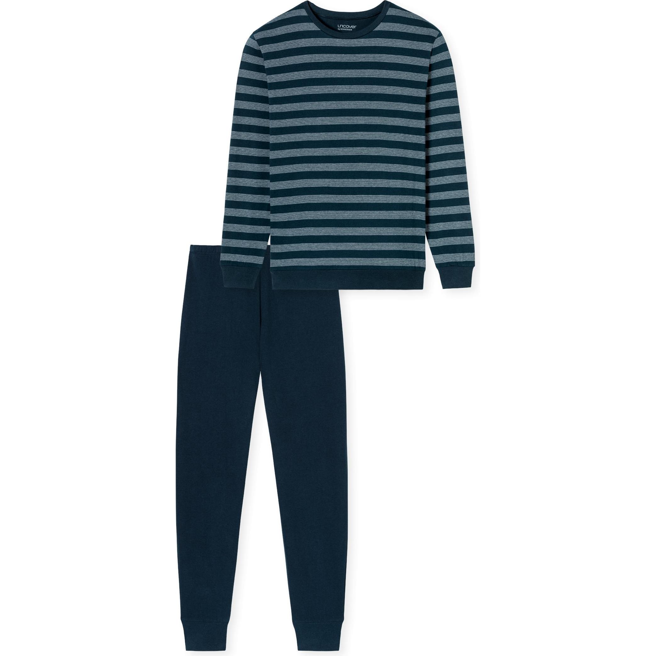 Uncover by Schiesser, Herren, Pyjama, Basic Schlafanzug, Blau, (48)