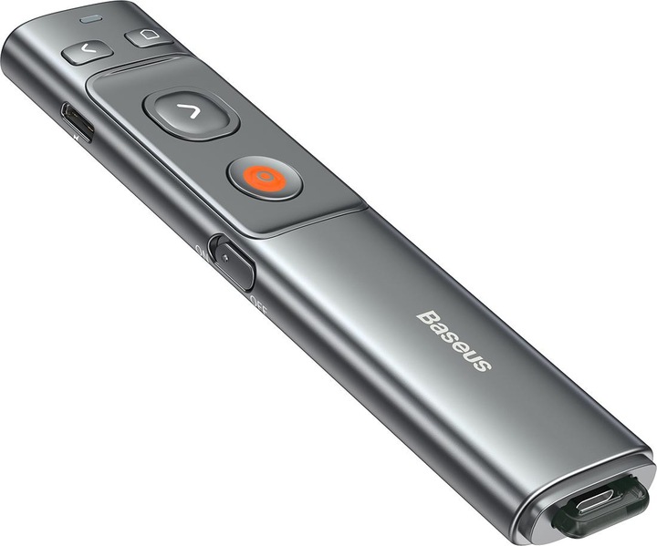 Actual product image Baseus Orange Dot Wireless Presenter (Red Laser)(Charging) Grey