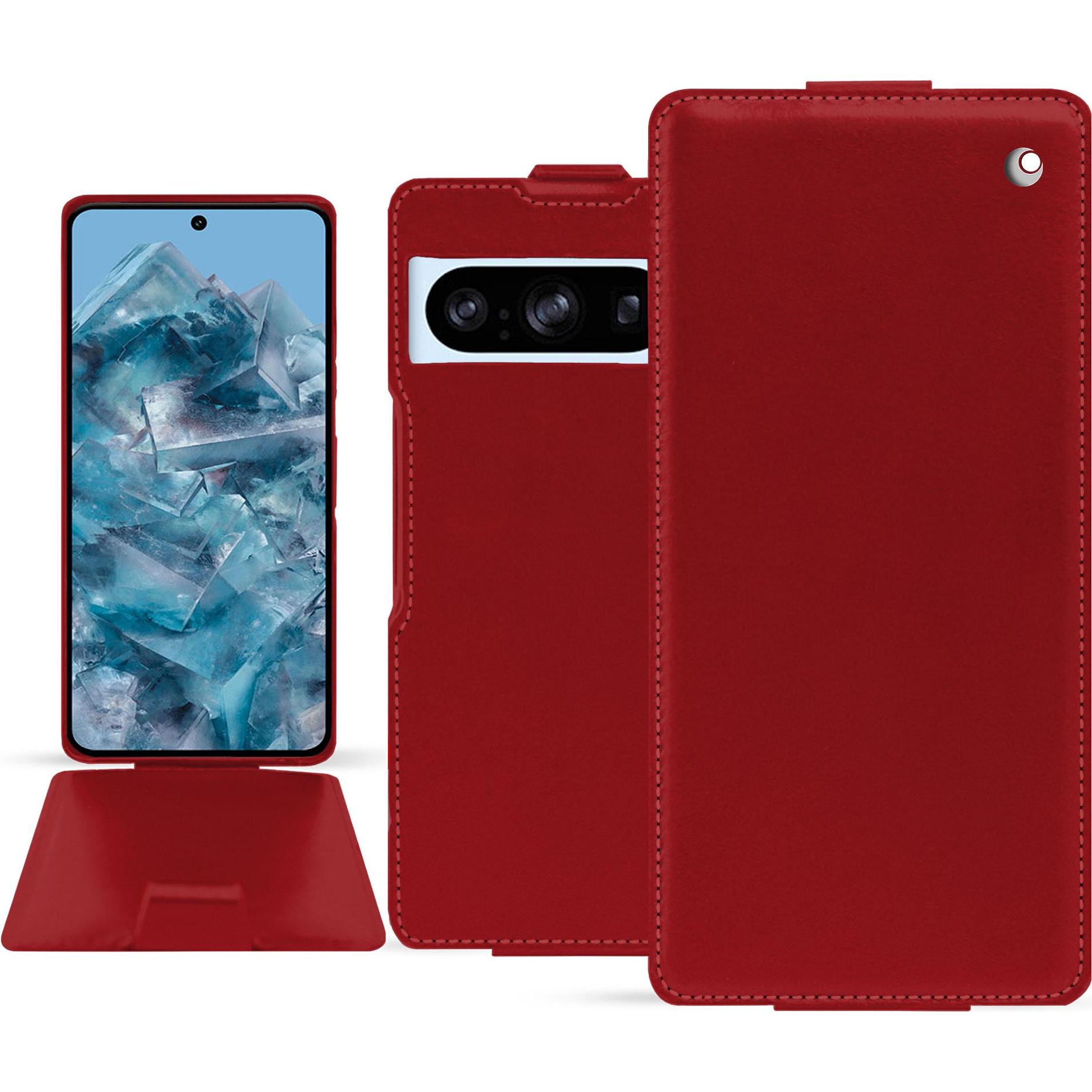 Noreve Lederschutzhülle vertikal (Google Pixel 8 Pro), Smartphone Hülle, Rot