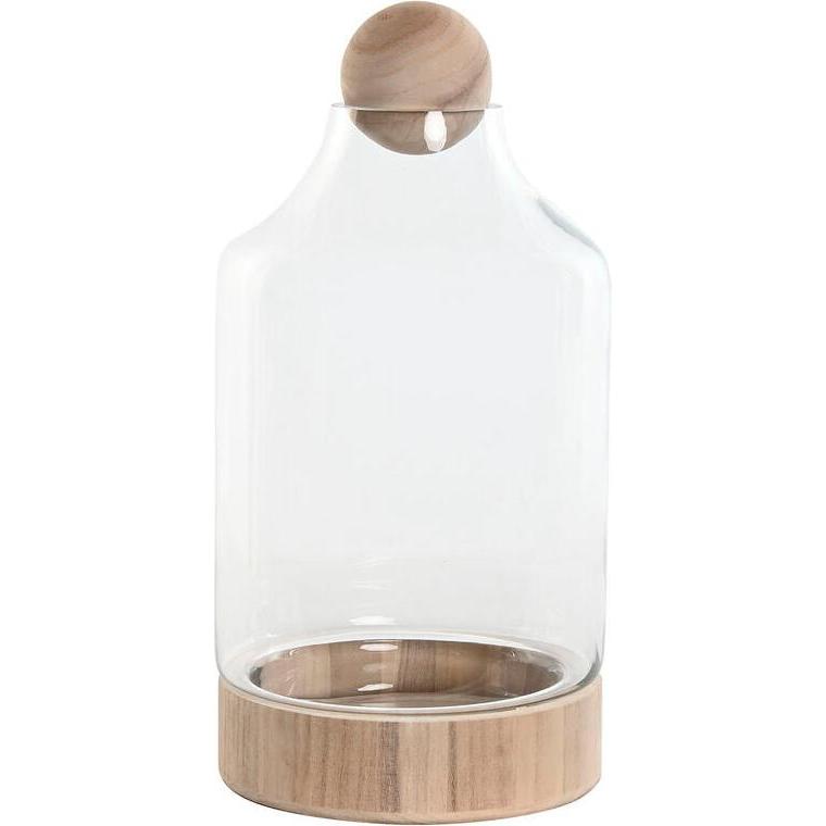 Esprit, Vaso, Vase Home Durchsichtig natürlich Holz Kristall 21 x 21 x 42 cm