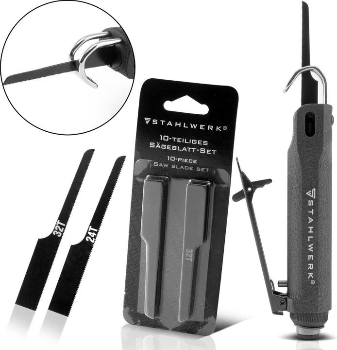 Stahlwerk Druckluftstichsäge DBS-900 ST bis zu 9.000 Hübe/min, 12 Sägeblätter