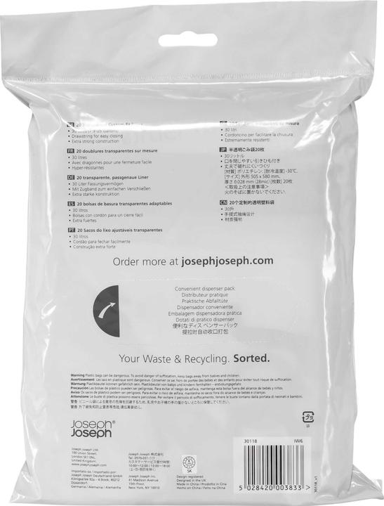 Actual product image Joseph Joseph Bin liners 20 pieces, 30 L transparent (20x, 30 l)