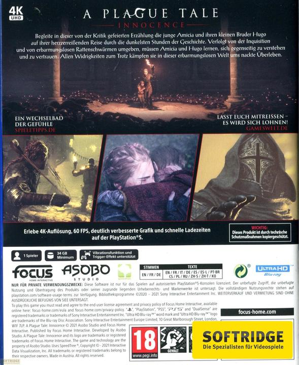 Immagine prodotto Focus Home Interactive Un racconto della peste: Innocenza (PS5, Multilingue)