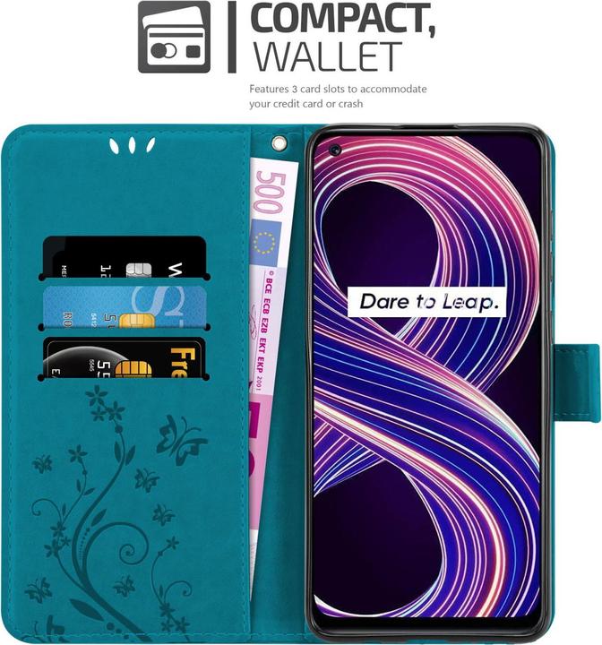 Image du produit Cadorabo Housse Flower Book pour Realme 8 5G / V13 / Q3 / Q3i / Narzo 30 5G (Realme Narzo 30 5G, Realme Q3i 5G, Realme V13)