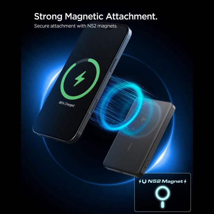 Actual product image Spigen EA2205MQ ESSENTIAL MAGSAFE POWER BANK 5000MAH 22.5W QI2 BLACK (5000 mAh, 22.50 W, 19.25 Wh)