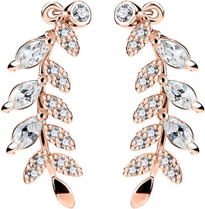 Immagine prodotto Star Piercing Orecchino Ear Climber in oro rosa con foglia di cristallo (Ottone)