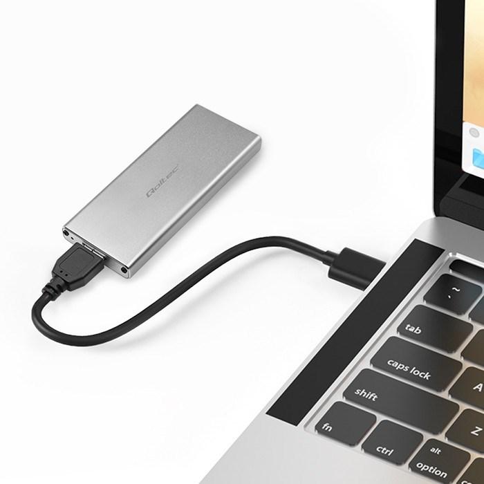 Actual product image Qoltec Aluminiowa Obudowa | Kieszeń na dysk M.2 SSD | SATA | NGFF | USB 3.0 | Super speed | 2TB | (M.2)