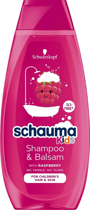 Schwarzkopf Schauma - Kids Shampoo &Balm Shampoo nutriente per capelli secchi per bambini Lampone 400ml (400 ml, Shampoo secco)