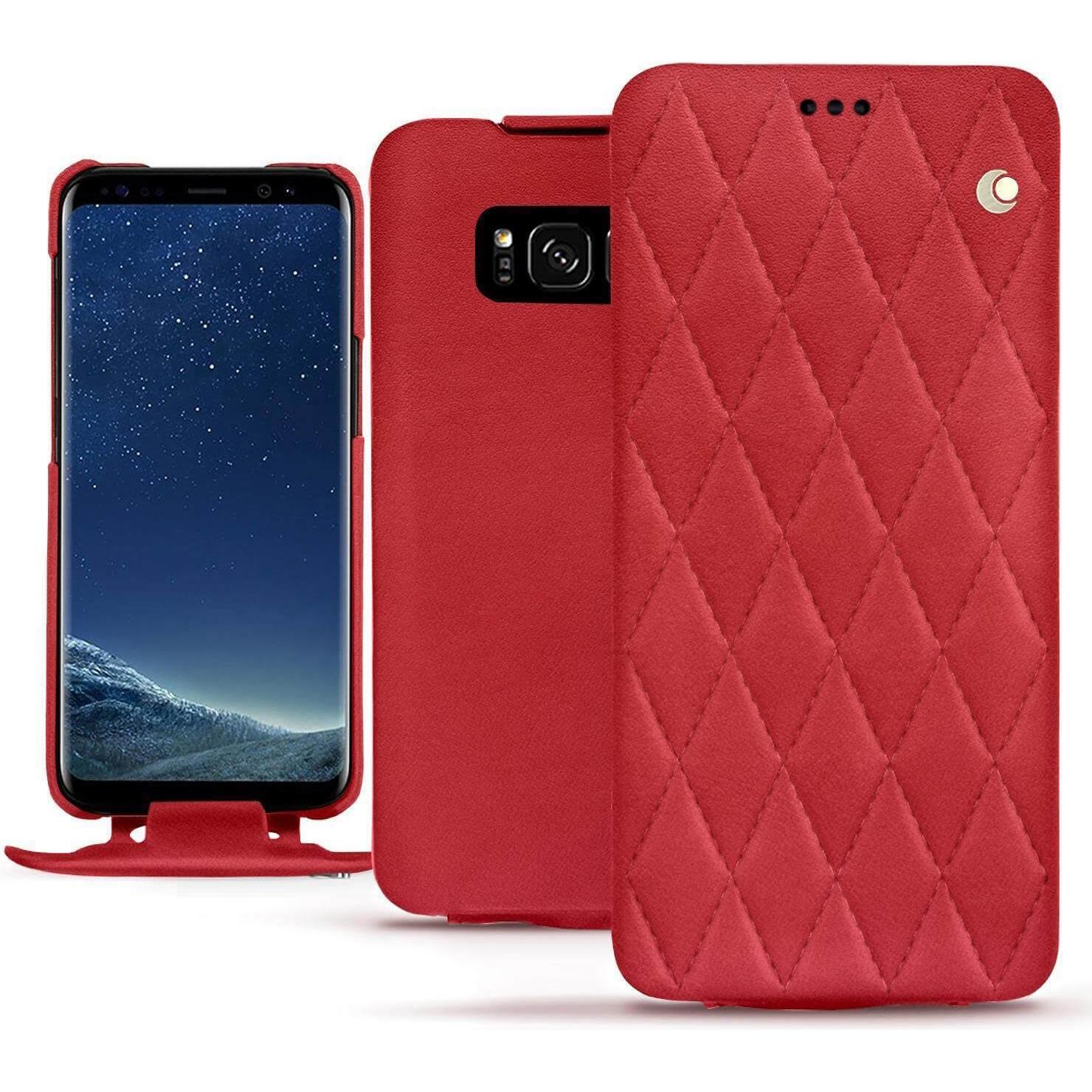 Noreve Lederschutzhülle vertikal (Samsung Galaxy S8+), Smartphone Hülle, Rot