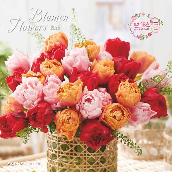 Alpha Edition Flowers 2025 Brochure calendar, 30x30cm, wall calendar with space for notes and (30 x 30 cm, Hardcover, German)