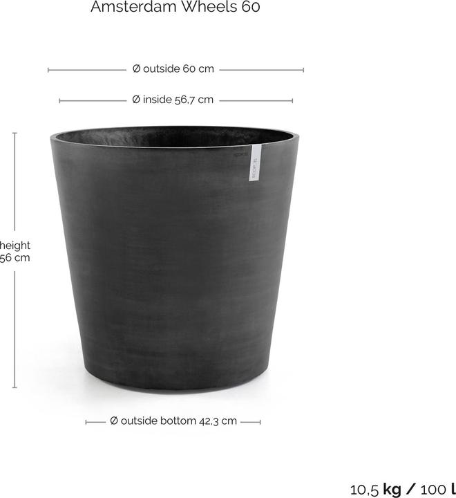 Actual product image Ecopots Amsterdam Wheels (60 x 56 cm)