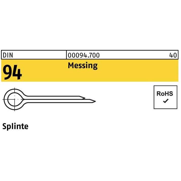 Meissel, Splinte DIN 94/ISO 1234 1,6 x 16 Messing