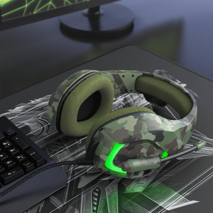 Produktbild CSL Gaming Headset, USB "GHS-103" Camouflage mit Mikrofon, Over-Ear Kopfhörer für PC, PS4 / 4 Pro, PS5 (Kabelgebunden)