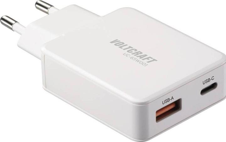 Voltcraft UC-1C1A65W01 USB Ladegerät 65 W USB-C®, USB-A Fast Charge, USB PD 3.0 (65 W, 2 Ports)