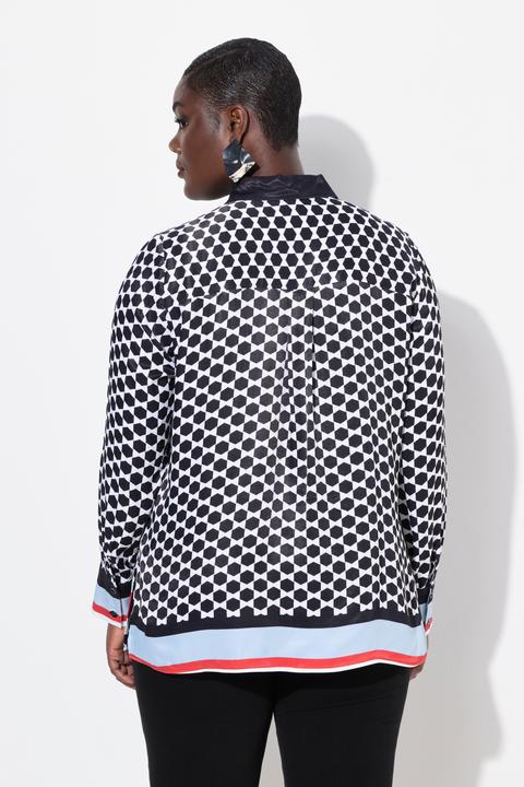 Actual product image Ulla Popken Mixed Print Long Sleeve Button Down Blouse (54)