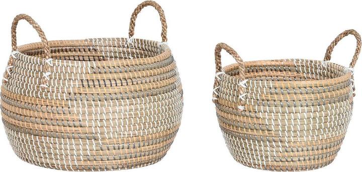 Basket spelset DKD Home Decor Tropisch Zeegras 40 x 40 x 24 cm