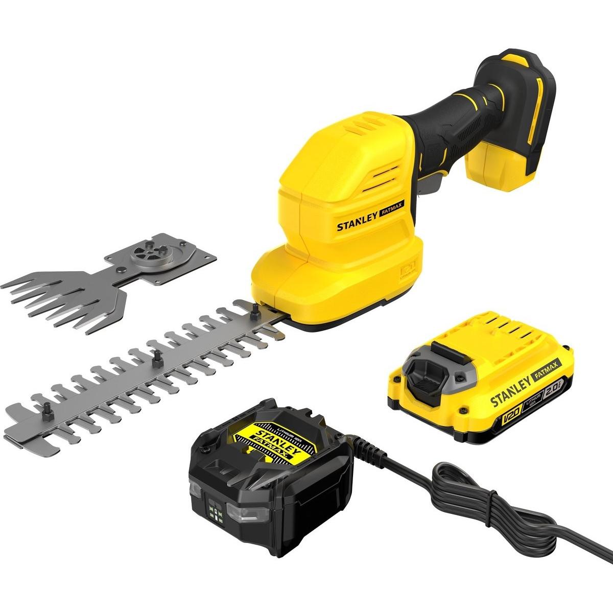 Stanley, Tosasiepi, FATMAX V20 18V 2.0Ah Gras- en struikschaar struikschaar Accu en lader inbegrepen (Batteria ricaricabile)