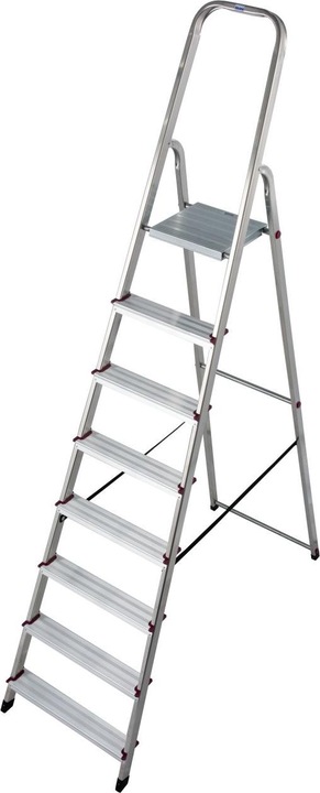 Produktbild Krause Haushaltsleiter CORDA silber 8 Stufen, H: 240,0 cm (Arbeitsplattform, 10 cm)