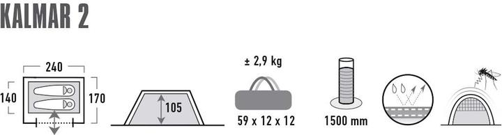 Produktbild High Peak Kalmar 2 (Tunnelzelt, 2.90 kg, 2 Personen)