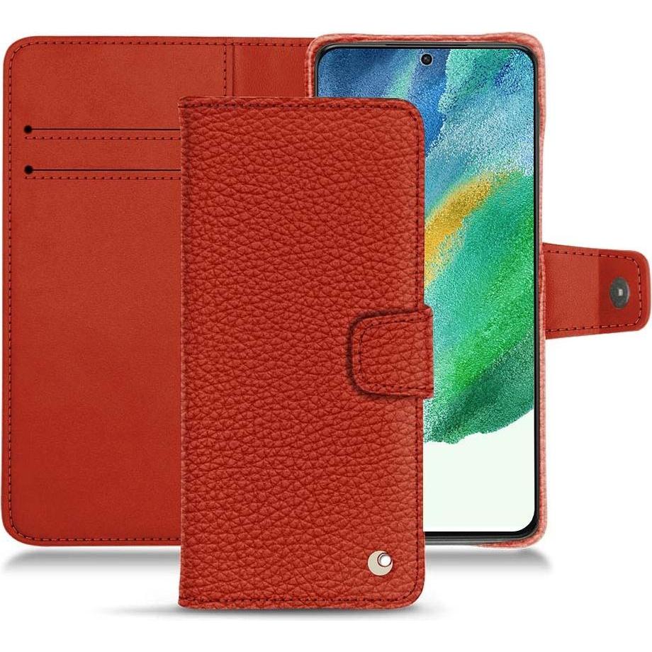 Noreve Lederschutzhülle Wallet (Samsung Galaxy S21 FE), Smartphone Hülle, Orange