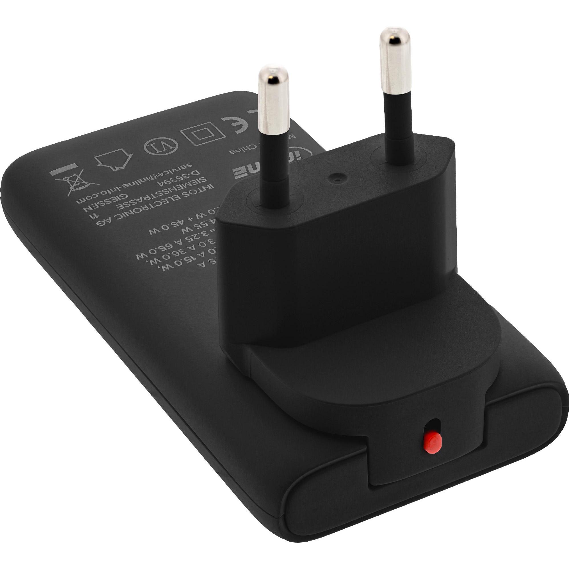 InLine USB Netzteil Ladegerät (65 W), Caricatore USB, Nero