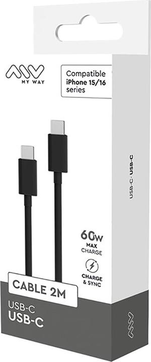 Image du produit My Way Cable USB-C USB-C 2m Noir Apple Iphone 15 (2 m)