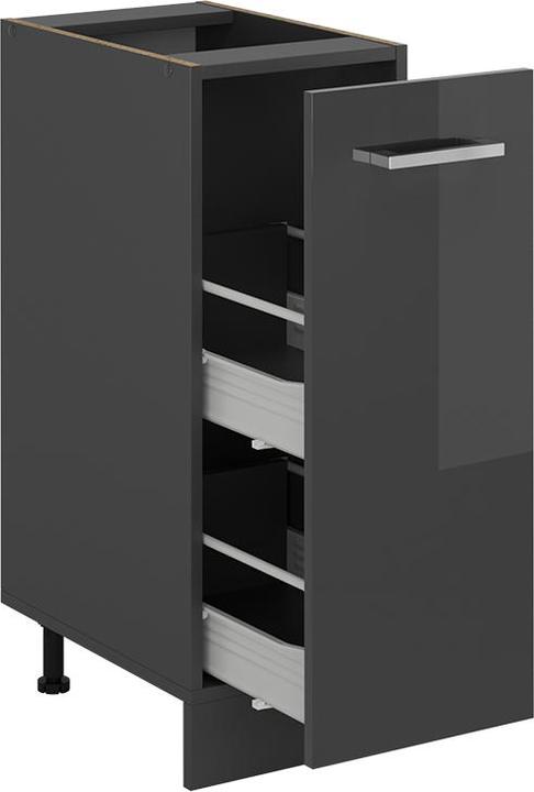 Actual product image Vicco Apothekerschrank R-Line, Anthrazit Hochglanz/Anthrazit, 30 cm, AP Eiche