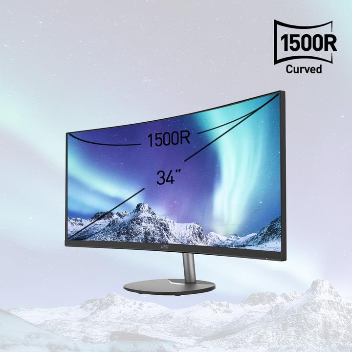 Produktbild MSI PRO MP341CQDE 86,36cm 34Zoll VA 3440x1440 21:9 300cd/m2 4ms HDMI DP Black (P) (3440 x 1440 Pixel, 34")