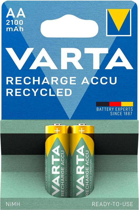 Produktbild Varta Akku AA Recycled AA 2100mAh 2er-Pack (2 Stk., AA, 2100 mAh)