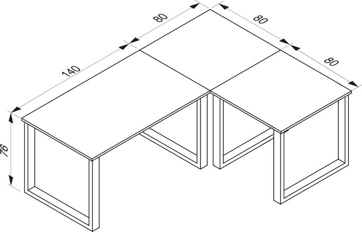 Image du produit VCM Mobilier de bureau Bureau d'angle Lona profondeur 80 cm U Alu noir (220 x 80 x 76 cm)