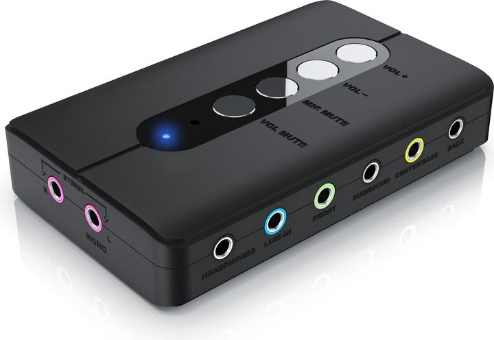 Actual product image CSL external USB sound card, 7.1 surround sound, stereo audio adapter, for PC - Win 10, 11 (USB)
