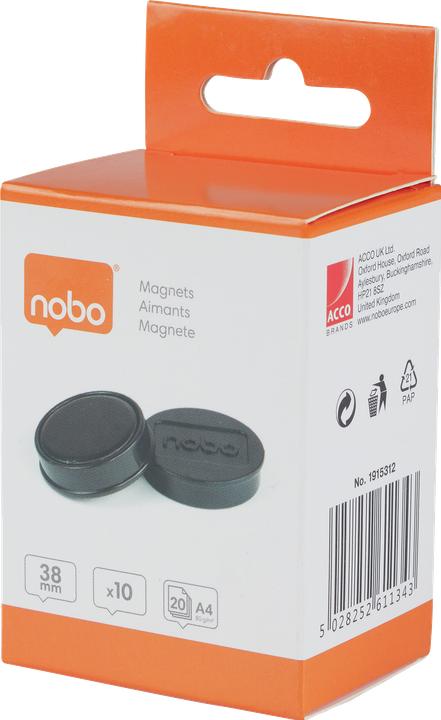 Actual product image Nobo Magnet round 38mm 1915312 black 10 pieces (10 x)