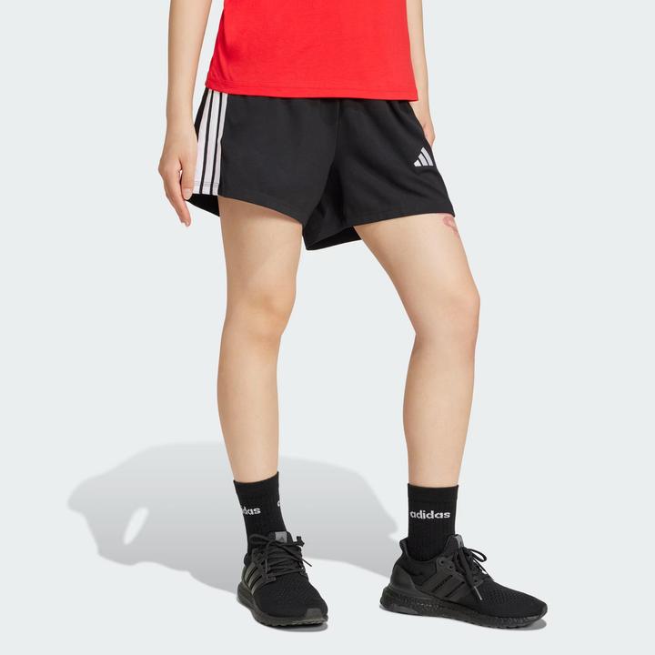 Actual product image adidas Damen Essentials 3-Stripes Cotton Shorts, Black/White, L (L)
