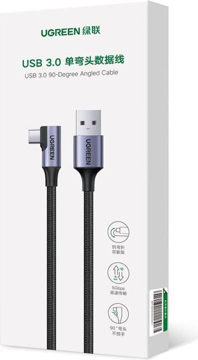 Image du produit Ugreen Angle cable USB to USB-C US385, 3A, 1m (black) (1 m, USB 3.1, 15 W)