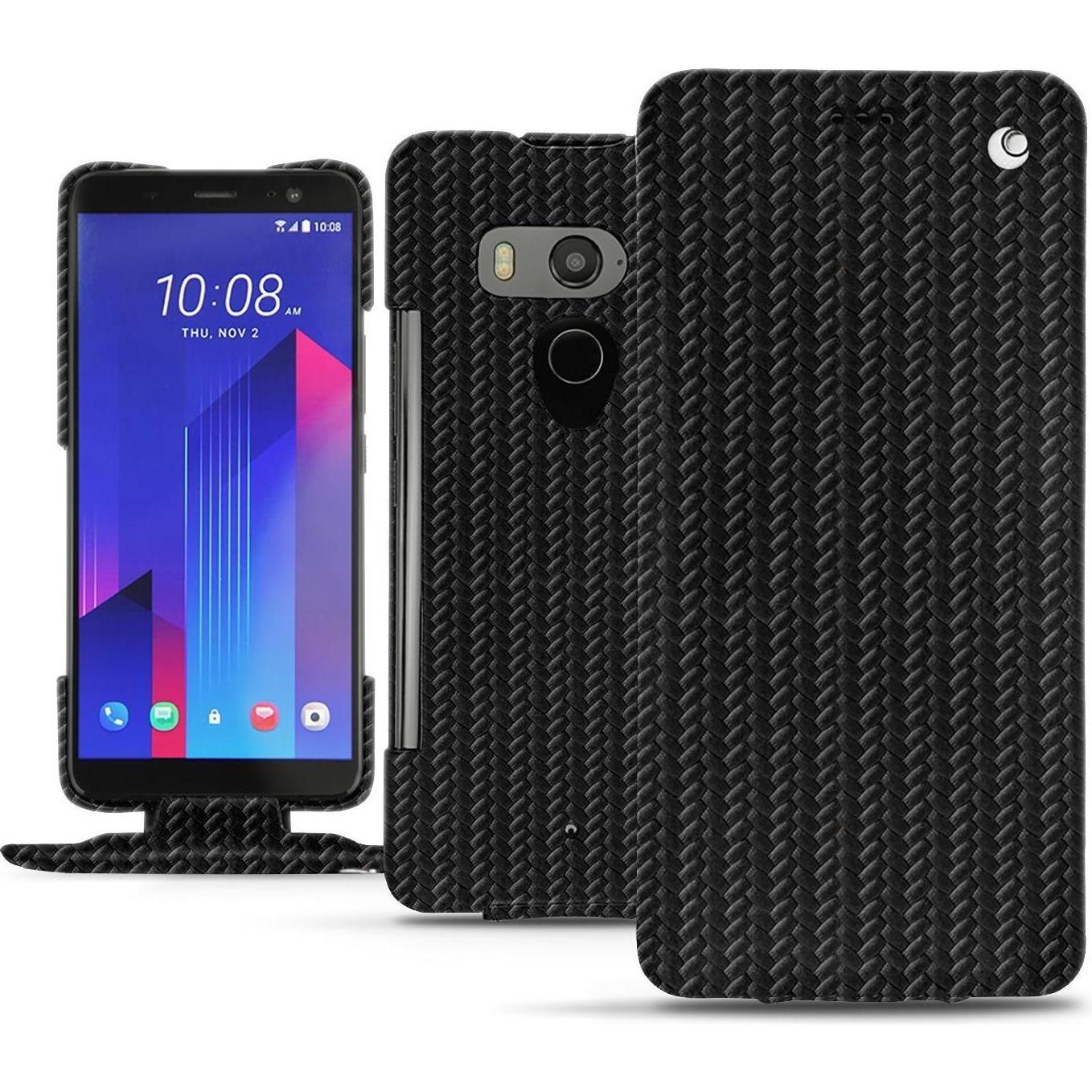 Noreve Lederschutzhülle vertikal (HTC U11+), Smartphone Hülle, Schwarz