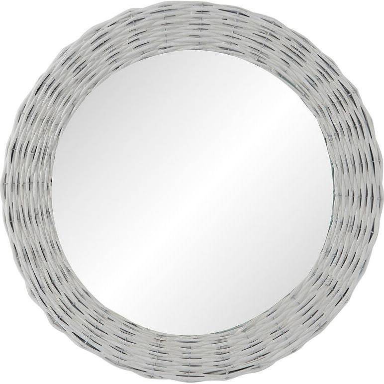 DKD Home Decor, Specchio, Wall mirror White Cottage Braiding Ã˜ 60 cm 63 x 4 x 63 cm (63 x 63 cm)