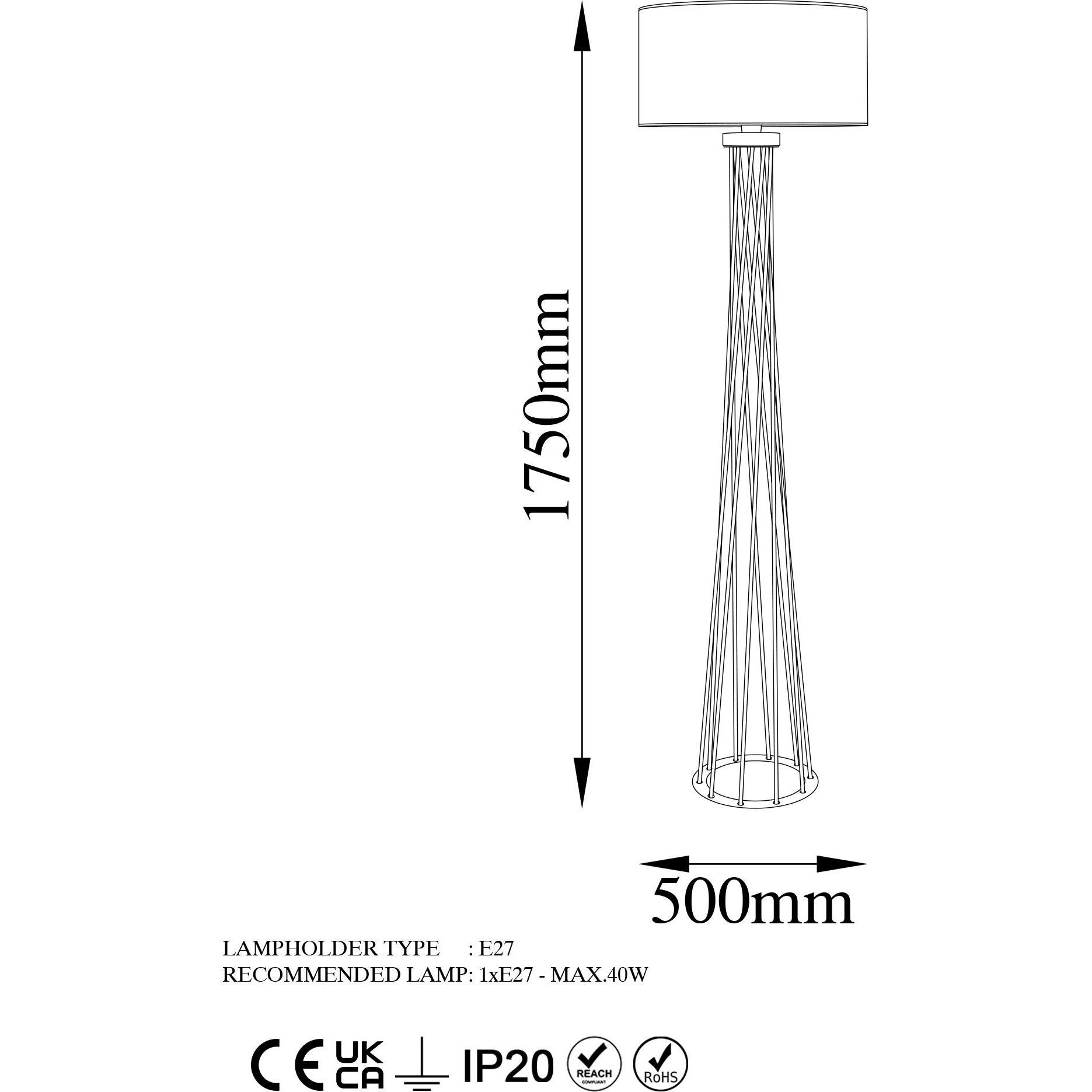 Thumbnail - Hermia, Stehlampe, Judah (E27)